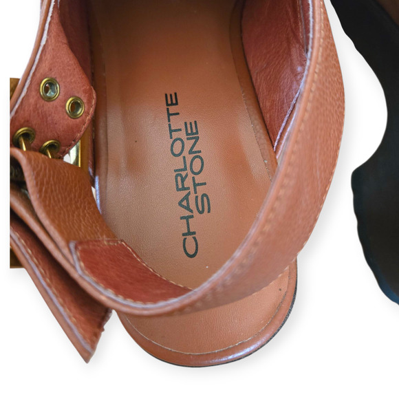 Charlotte Stone x Lorien Stern Darren Brown Luggage Tulip Clogs Shoes Size 7 - Picture 7 of 10